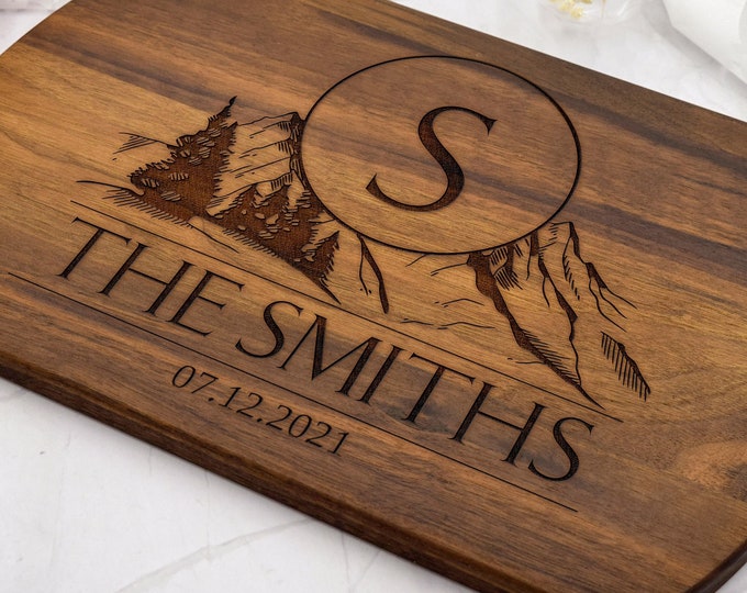 Personalized Cutting Board with Engraved Design, for Wedding Gift, Anniversary Gift, Realtor Gift, Housewarming and Closing Gift