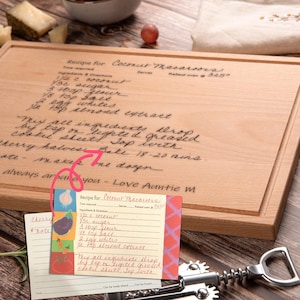 Handwritten Recipe Cutting Board for Mother&#39;s Day, Grandma&#39;s Handwriting, Gift for Mom, Engraved Recipe, Unique Handwritten Recipe Gift