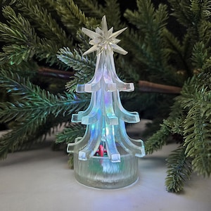 Battery Powered Tree with Star Night Light, Portable Winter Decor Lantern, Bedroom LED Lights, Countertop Bedside Light, Christmas Tree