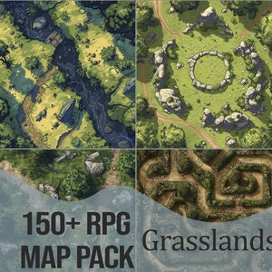Pack de cartes de combat RPG - Prairies | Plus de 100 cartes pour D&D, Pathfinder et autres TTRPGS
