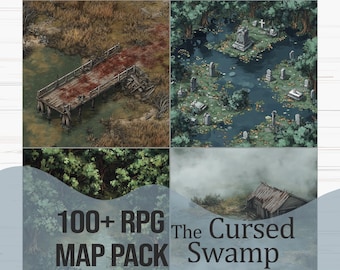 RPG Battlemap Pack - Cursed Swamp | 100+ Bog, Marsh, and Wetland Themed Maps for D&D, Pathfinder, and Other TTRPGS