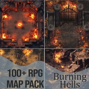 Pacchetto mappe di battaglia per giochi di ruolo - Burning Hells / Oltre 100 mappe per D&D, Pathfinder e altri giochi di ruolo da tavolo
