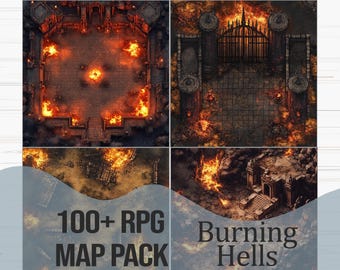 RPG Battlemap Pack - Burning Hells | 100+ Maps for D&D, Pathfinder, and Other TTRPGS