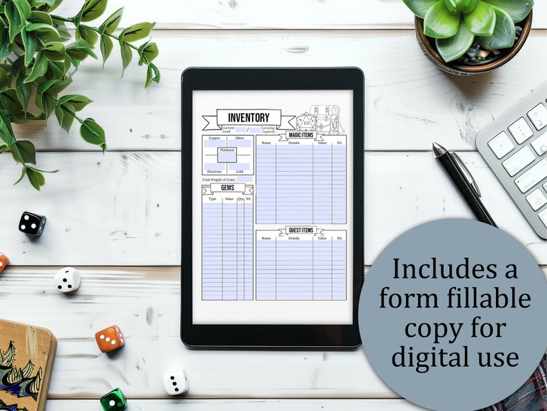Backpack Inventory Worksheet Rpg Printable Inventory Tracker for Ttrpgs | PDF With Fillable Fields ...