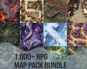 RPG Battlemap Pack Bundle Volume 01 | 1000+ Maps for D&D, Pathfinder, and Other TTRPGS