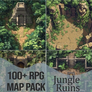 Paquete de mapas de batalla de rol: ruinas de la jungla / Más de 100 mapas para D&D, Pathfinder y otros juegos de rol de rol