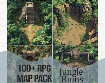 RPG Battlemap Pack - Jungle Ruins | 100+ Maps for D&D, Pathfinder, and Other TTRPGS
