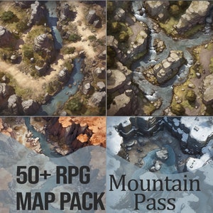 Paquete de mapas de batalla RPG: Mountain Pass / Más de 50 mapas para D&D, Pathfinder y otros TTRPGS