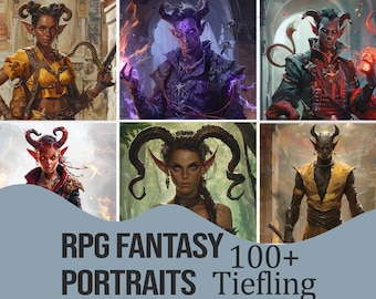 RPG Character Art Pack - Tiefling | 100+ Fantasy Portraits for D&D, Pathfinder, and Other TTRPGS