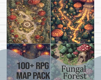 RPG Battlemap Pack - Fungal Forest | 100+ Mushroom Forest Themed Maps for D&D, Pathfinder, and Other TTRPGS