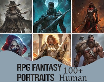 RPG Character Art Pack - Human | 100+ Fantasy Portraits for D&D, Pathfinder, and Other TTRPGS