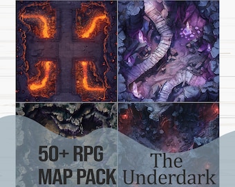 RPG Battlemap Pack - The Underdark | 50+ Maps for D&D, Pathfinder, and Other TTRPGS