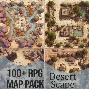 Pack de cartes de combat RPG - Désert | Plus de 100 cartes pour D&D, Pathfinder et autres TTRPGS