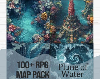 RPG Battlemap Pack - Plane of Water | 100+ Maps for D&D, Pathfinder, and Other TTRPGS