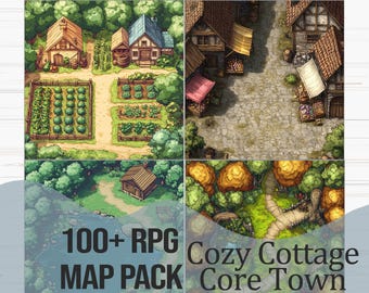 RPG Battlemap Pack - Cozy Cottage Core Town | 100+ Cozy Farming Game Inspired Maps for D&D, Pathfinder, and Other TTRPGS