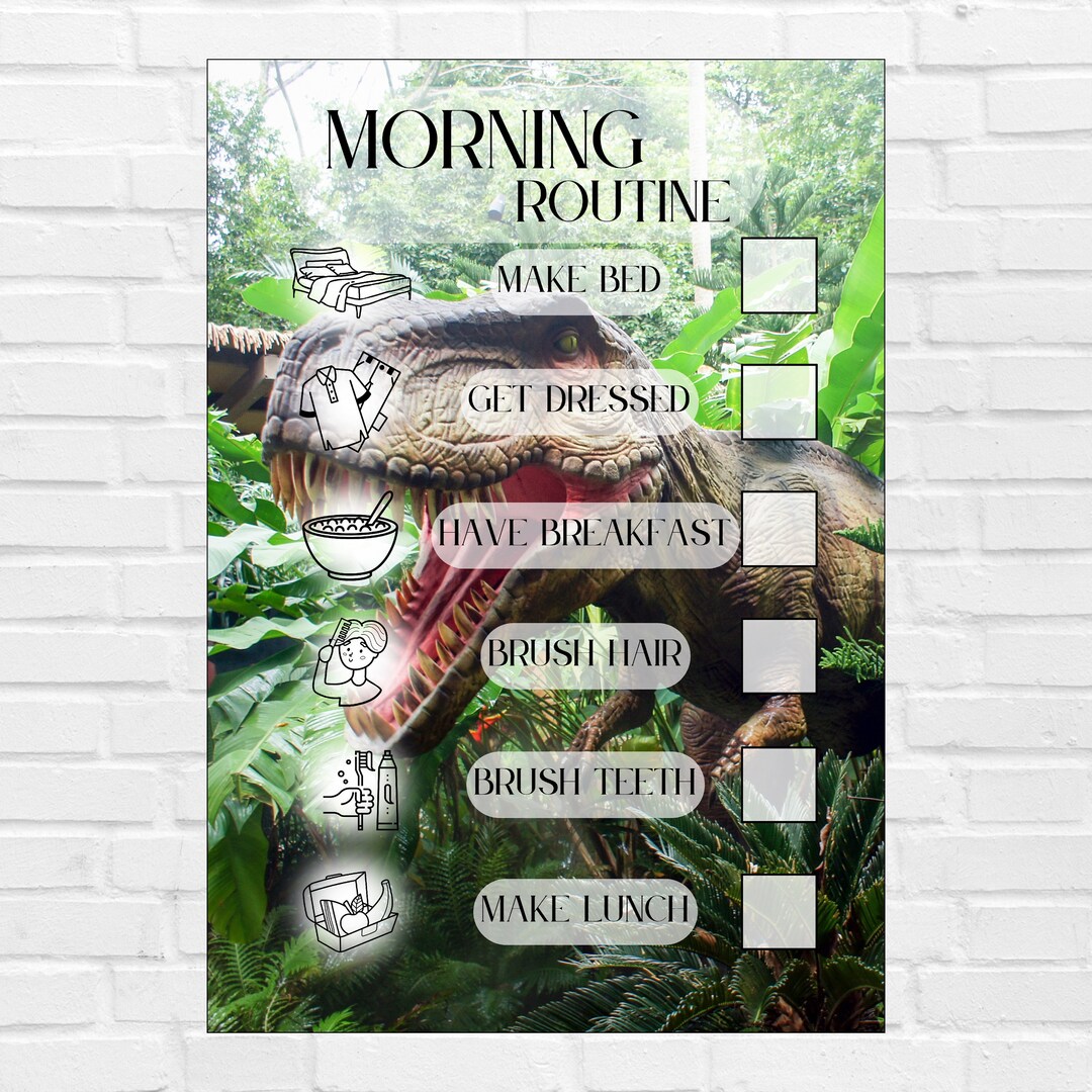 Checklist Kids Before School A4 Dinosaur Morning Roster Printable ...