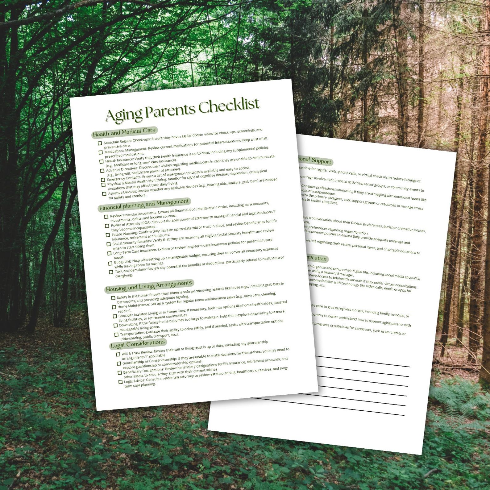 Aging Parents Checklist Printable | Elderly Care Planning Guide and ...