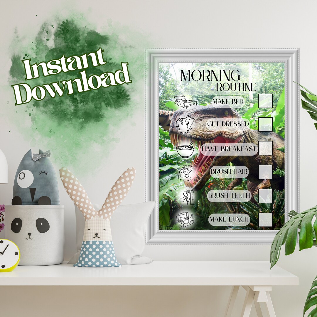 Checklist Kids Before School A4 Dinosaur Morning Roster Printable ...