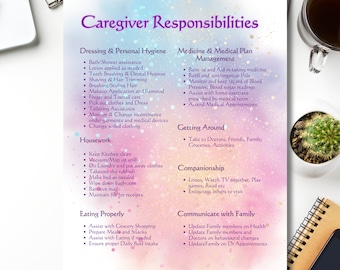 Caregiver Checklist Printable | Daily Elderly Care Log and Home Health Tracker | Care Plan Organizer