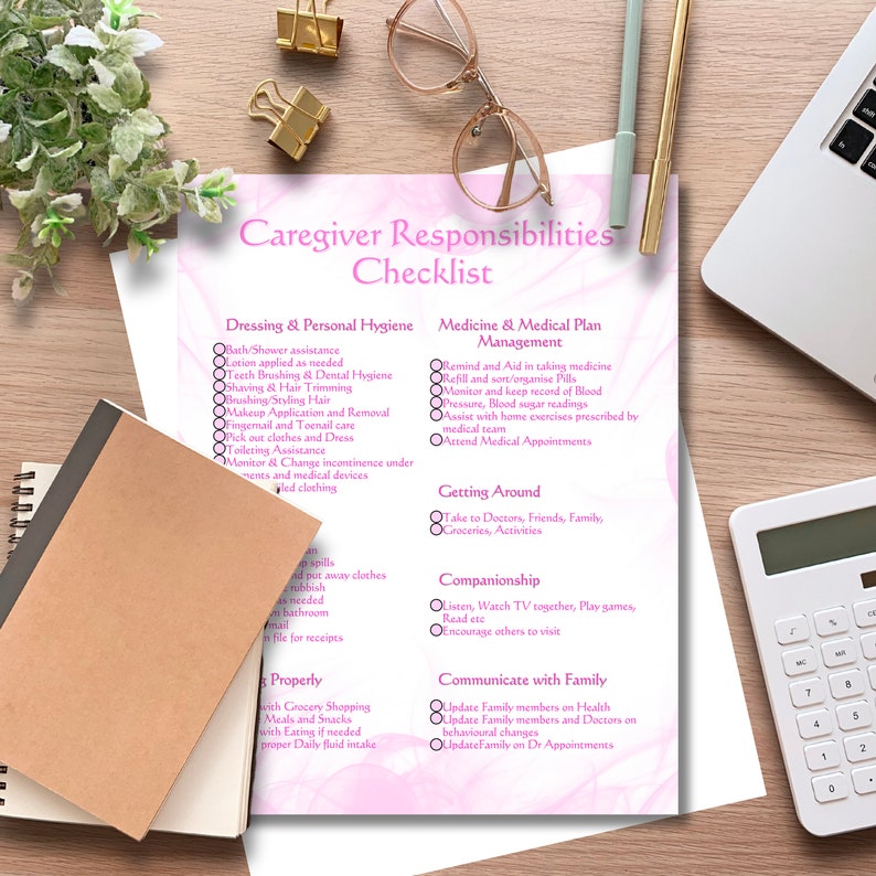 Caregiver Checklist Printable | Daily Elderly Care Log and Home Health ...