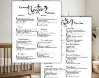 Ultimate Nesting Checklist Printable for Expecting Parents | Pregnancy and Baby Prep Planner / To-Do List