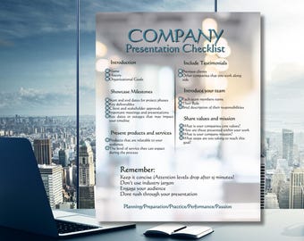 Complete Company Presentation Checklist Printable | Business Pitch & Corporate Deck Planning Guide