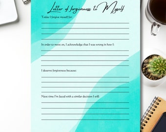 Forgiveness Workbook: Self-Love Journal, Mental Health Activity (Printable & Editable)