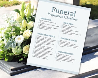 Comprehensive Funeral Preparation Checklist Printable | End of Life Planning Guide & Organizer | Step-by-Step Arrangements PDF