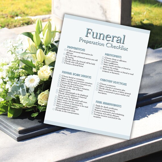 Comprehensive Funeral Preparation Checklist Printable | End of Life Planning Guide & Organizer | Step-by-Step Arrangements PDF