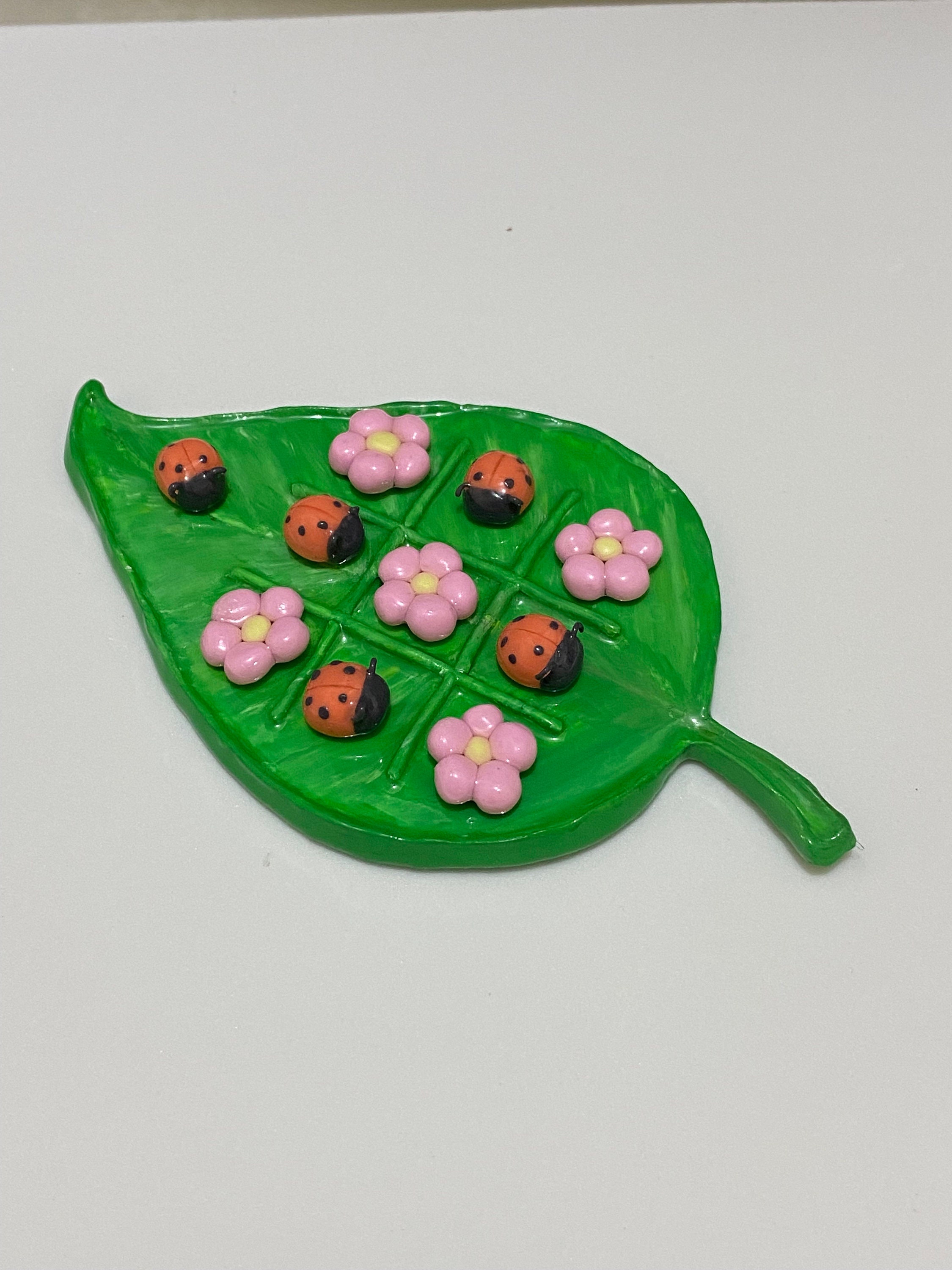 Leaf Tic-tac-toe Board With Flower and Ladybug Pieces - Etsy