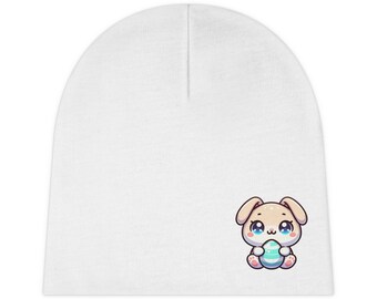 Bonnet bébé lapin kawaii avec oeuf (AOP) Idée cadeau pour bébé, vêtements de Pâques une couleur, accessoires pour bébé