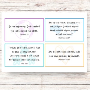 Kids Scripture Cards - 20 Bible Verses for Children