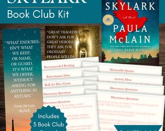 Skylark Book Club Kit en discussiegids met op maat gemaakte bladwijzer en quote-afdrukbare items