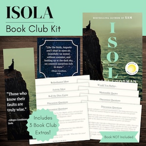 Isola Book Club Kit | Isola by Allegra Goodman Book Group Discussion Guide | Custom-made Bookmark and Quote Printables | Instant Download!