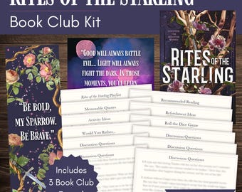 Rites of the Starling Book Club-kit en discussiegids met op maat gemaakte bladwijzer en quote-afdrukbare items