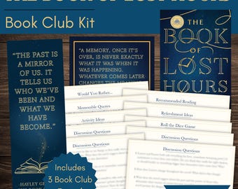 Het Book of Lost Hours Book Club Kit en discussiegids met op maat gemaakte bladwijzer en quote-afdrukbare items