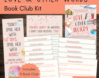 Love and Other Words Book Club Kit en discussiegids met op maat gemaakte bladwijzer en quote-afdrukbare items