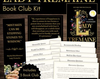 Lady Tremaine-boekenclubkit en discussiegids met op maat gemaakte bladwijzers en quote-afdrukbare items