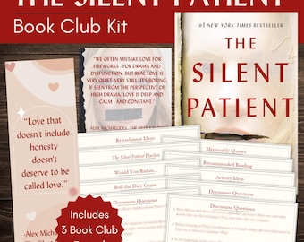 The Silent Patient Book Club Kit and Discussion Guide | The Silent Patient by Alex Michaelides Custom-Made Bookmark and Quote Printables