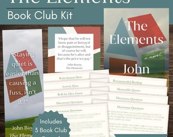Kit du club de lecture Elements et guide de discussion | Kit club de lecture The Elements by John Boyne avec marque-pages et citations à imprimer personnalisés