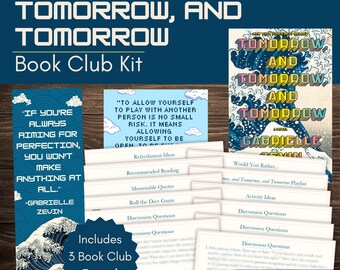 Tomorrow, and Tomorrow, and Tomorrow Book Club Kit en discussiegids met op maat gemaakte bladwijzer en quote-afdrukbare items