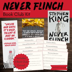 Never Flinch Book Club Kit and Discussion Guide | Never Flinch by Stephen King Custom-Made Bookmark and Quote Printables | Instant Download!