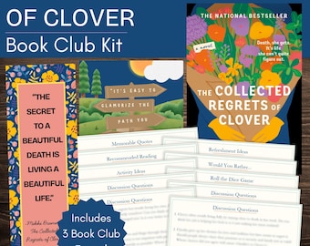 Das Collected Regrets of Clover Book Club Kit und Gesprächsleitfaden mit maßgeschneiderten Lesezeichen und Zitaten zum Ausdrucken