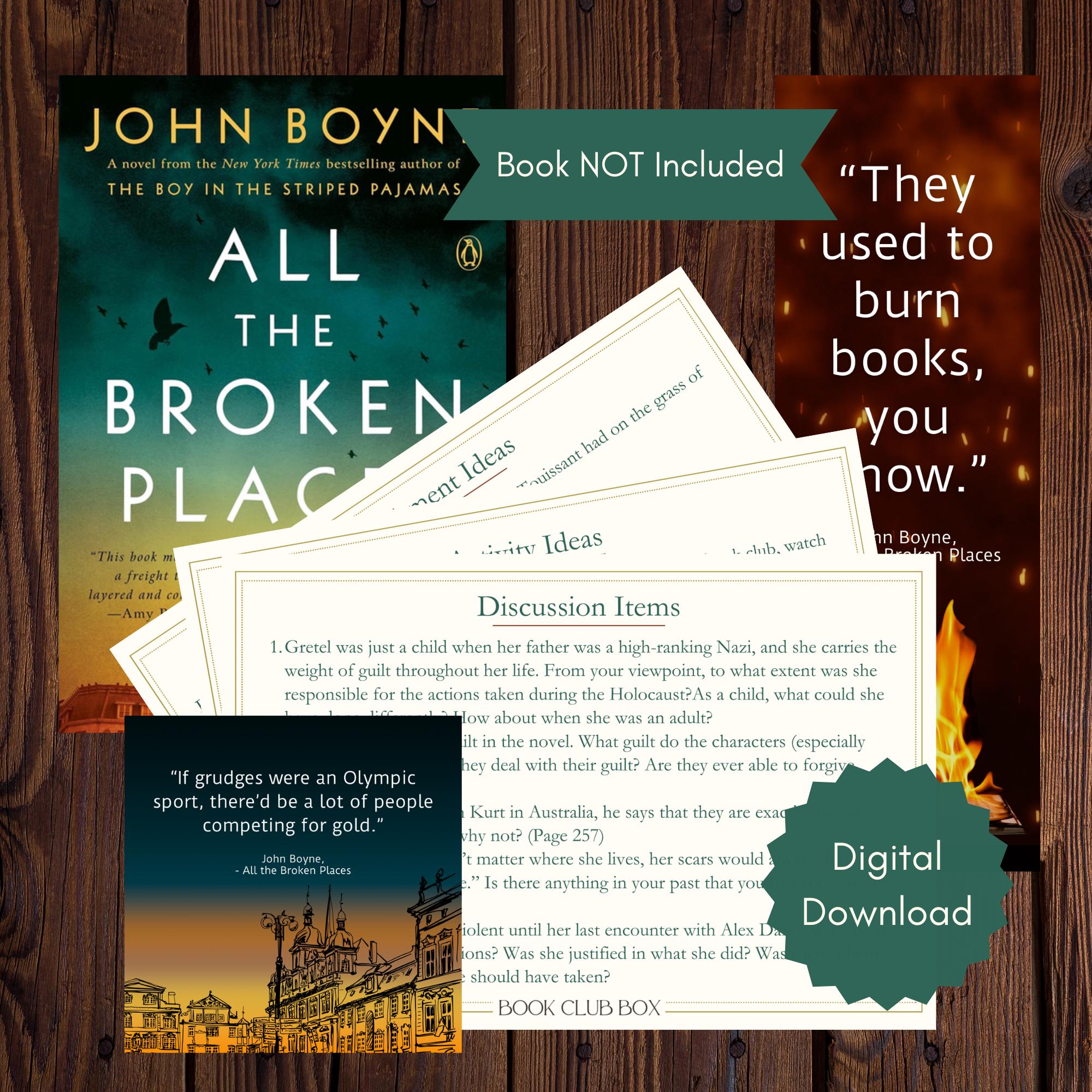 Book Club Kit for All the Broken Places by John Boyne - Etsy