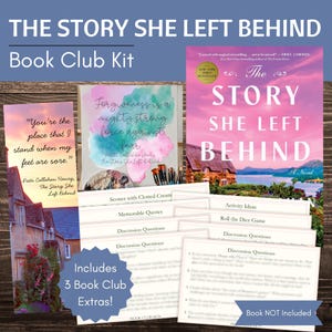 Kit del club de lectura "La historia que dejó atrás" y preguntas para debatir / Marcador personalizado de "La historia que dejó atrás" y citas imprimibles
