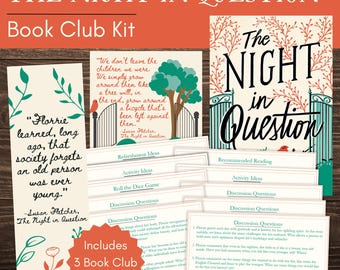 Kit y guía de debate para el club de lectura "La noche en cuestión" / Marcapáginas personalizado y citas imprimibles de "La noche en cuestión" de Susan Fletcher