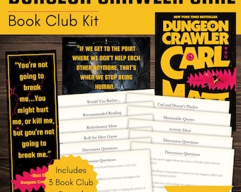 Dungeon Crawler Carl Book Club-kit en discussiegids met op maat gemaakte bladwijzer en quote-afdrukbare items