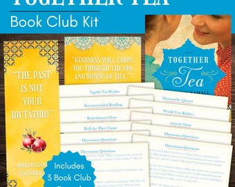 Together Tea Book Club-kit en discussiegids met op maat gemaakte bladwijzer en quote-afdrukbare items