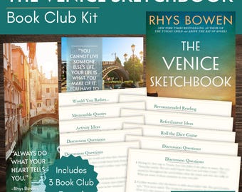 The Venice Sketchbook Book Club-kit en discussiegids met op maat gemaakte bladwijzer en quote-afdrukbare items!