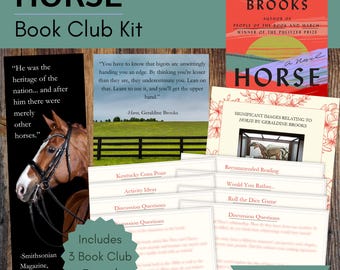 Horse Book Club Kit and Discussion Guide | Horse by Geraldine Brooks Custom-Made Bookmark and Quote Printables | Instant Download!